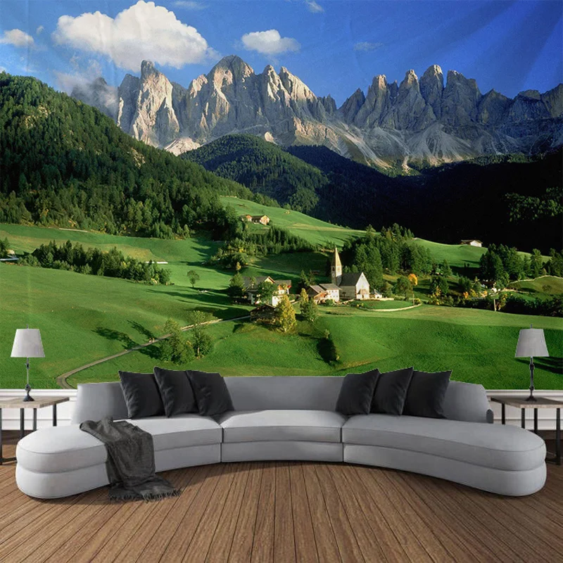 Natural Scenery, Hilly Grassland Tapestry, Art Decoration, Curtain, Hanging, Home, Bedroom, Living Room Decoration Tapestry Decor