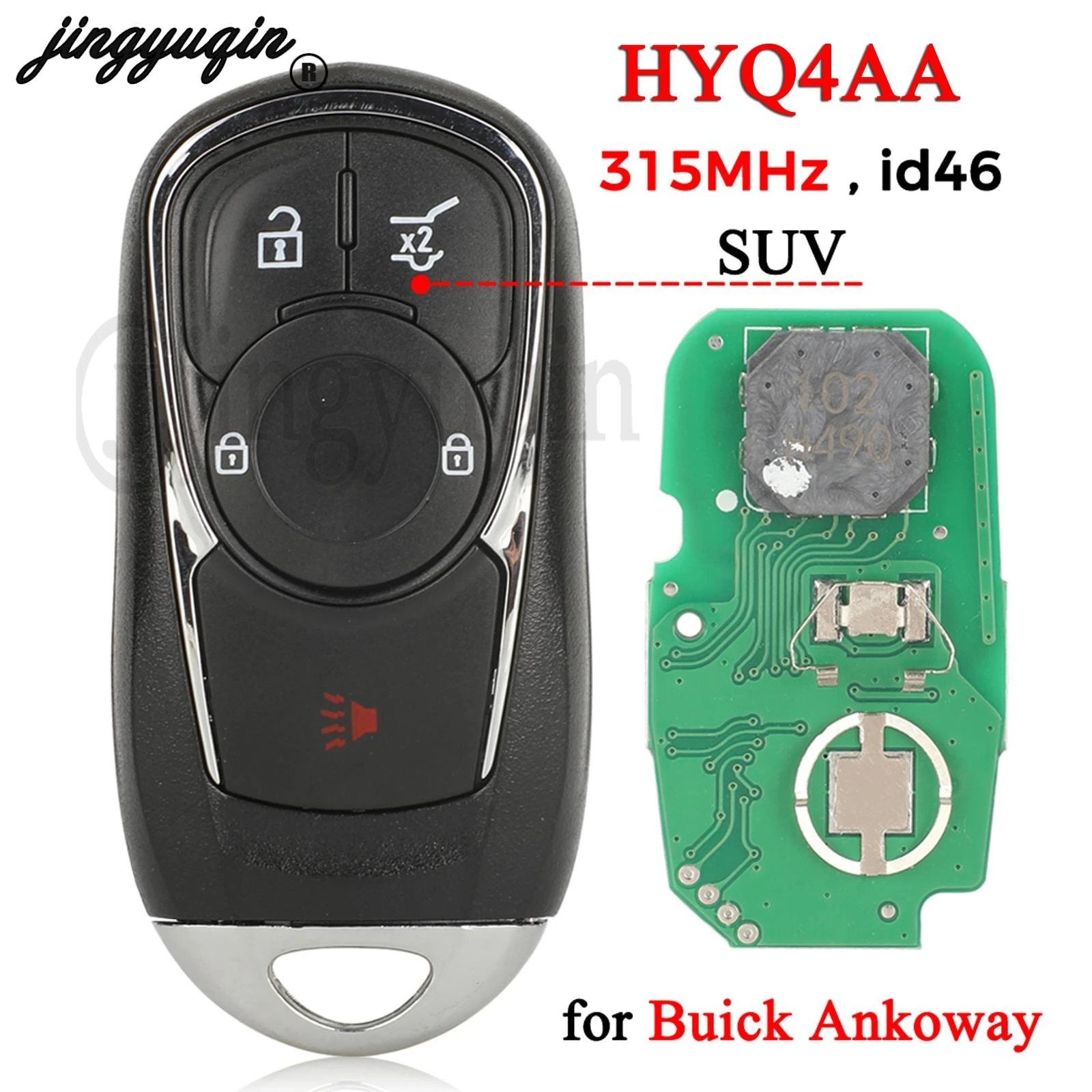 

Jingyuqin HYQ4AA умный дистанционный Автомобильный ключ 315 МГц ID46 чип для Buick Ankoway fob 4 кнопки Замена
