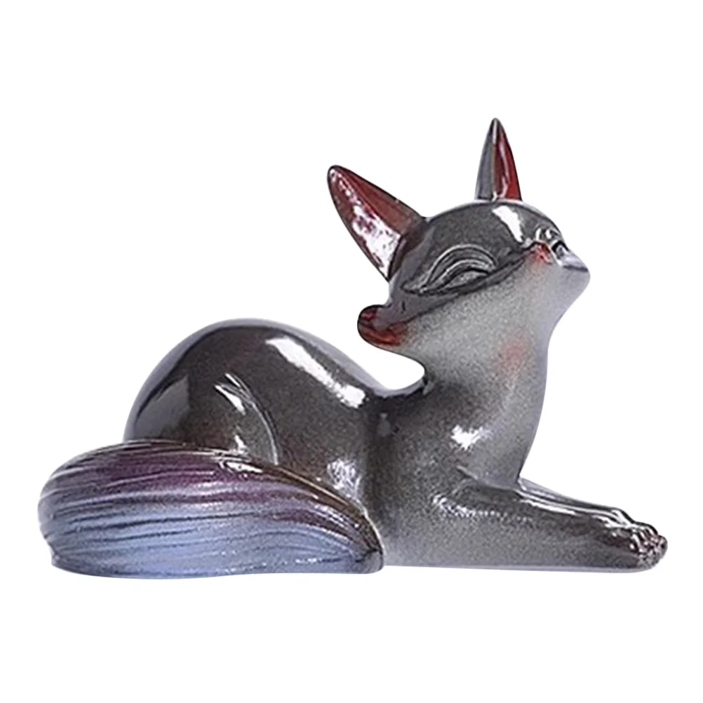 

Tea Ceremony Decoration Cartoon Animal Pet Lovely Statue Vintage Resin Adornment Fox-shape Shaped Figurine The Gift