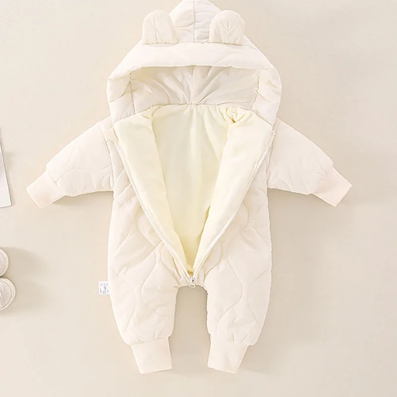Baby Fur Lined Hoodie Romper Jumpsuit