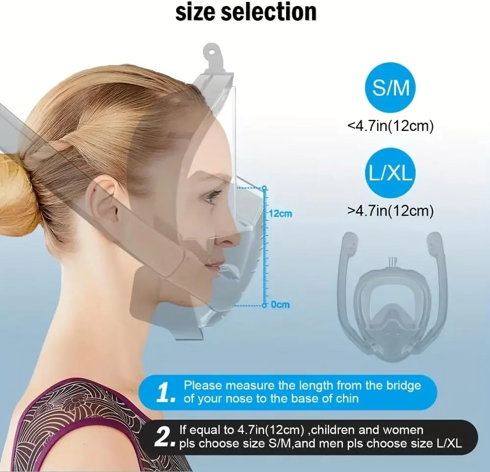 Snorkeling Mask Double Tube Silicone Full Dry Diving Mask Adult Swimming Diving Goggles Self Contained Underwater Breathing