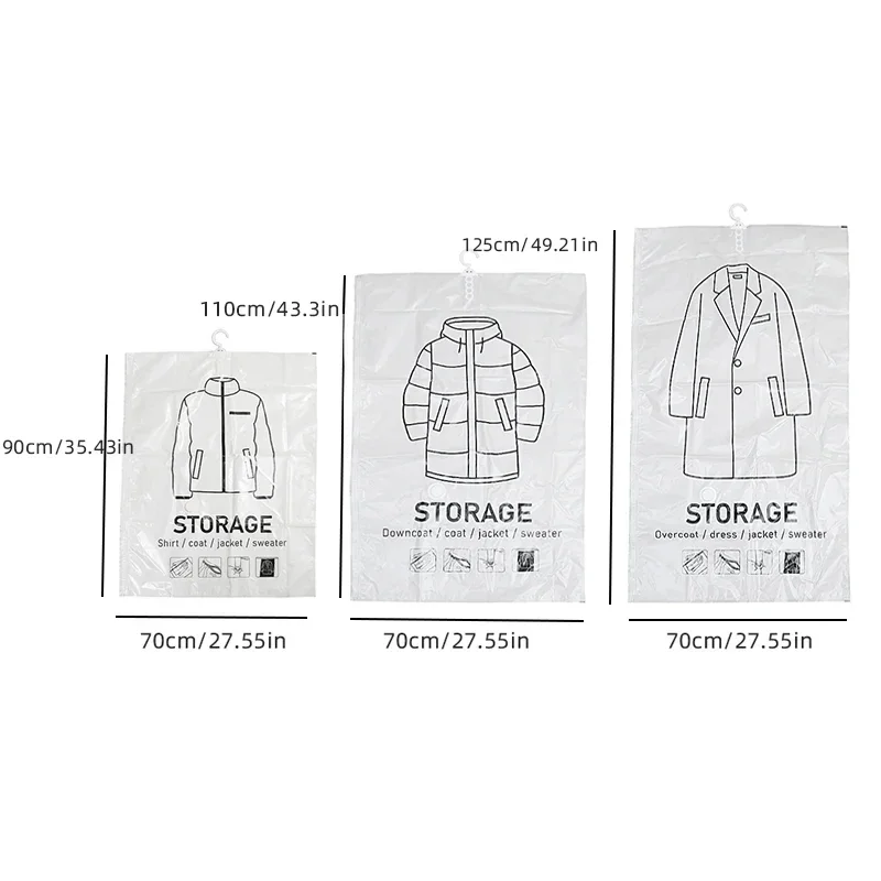 Hanging Vacuum Storage Bags,  Hanging Space Saver Bags, Hanging Storage Bags for Clothes, Vacuum Sealed for Suits, Dress, Jacket 4