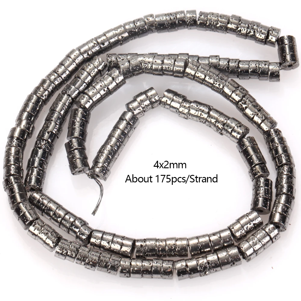 4x2mm Naturstein Überzogene Lava Rock Hämatit Perlen Rose Goldene Zylinder Stein Perlen Für Schmuck Machen Armband DIY Zubehör – Detail 13