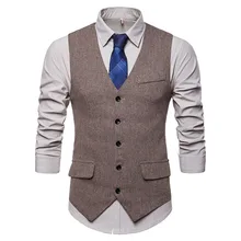 WAZHAKU Leinenweste Herren Slim Fit - Sommer Weste Für Hochzeit & Business