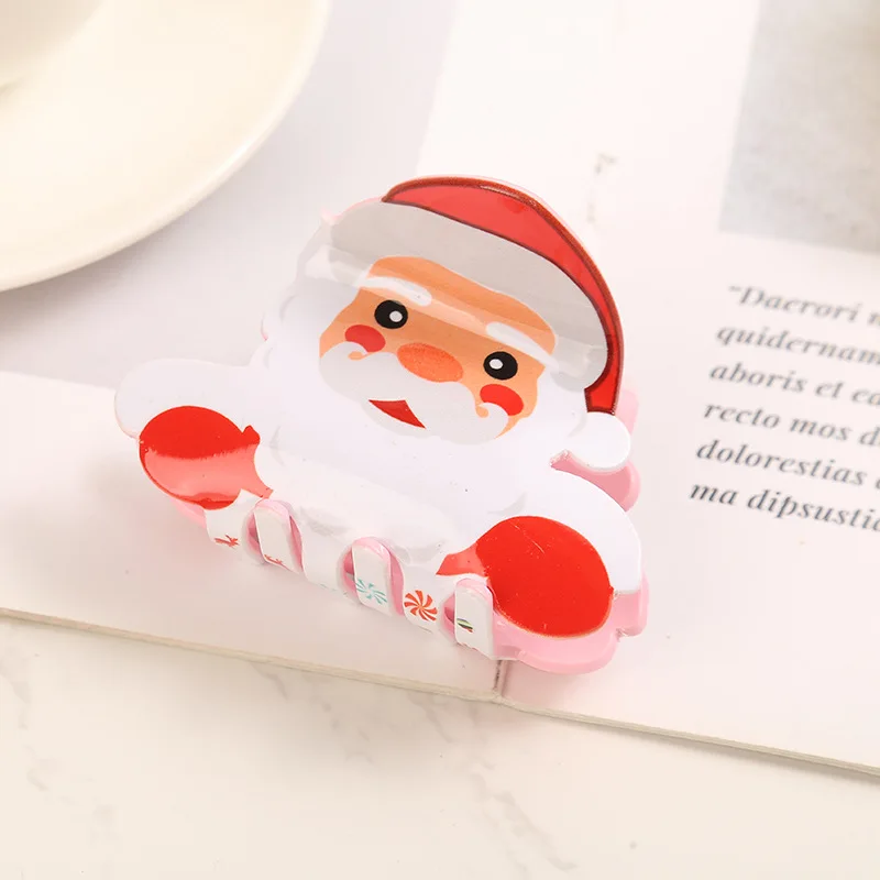 Cute Christmas Elf Reindeer Cartoon Printed Claw Shark Hair Clip Fun Holiday Party Accessory for Girls Kids