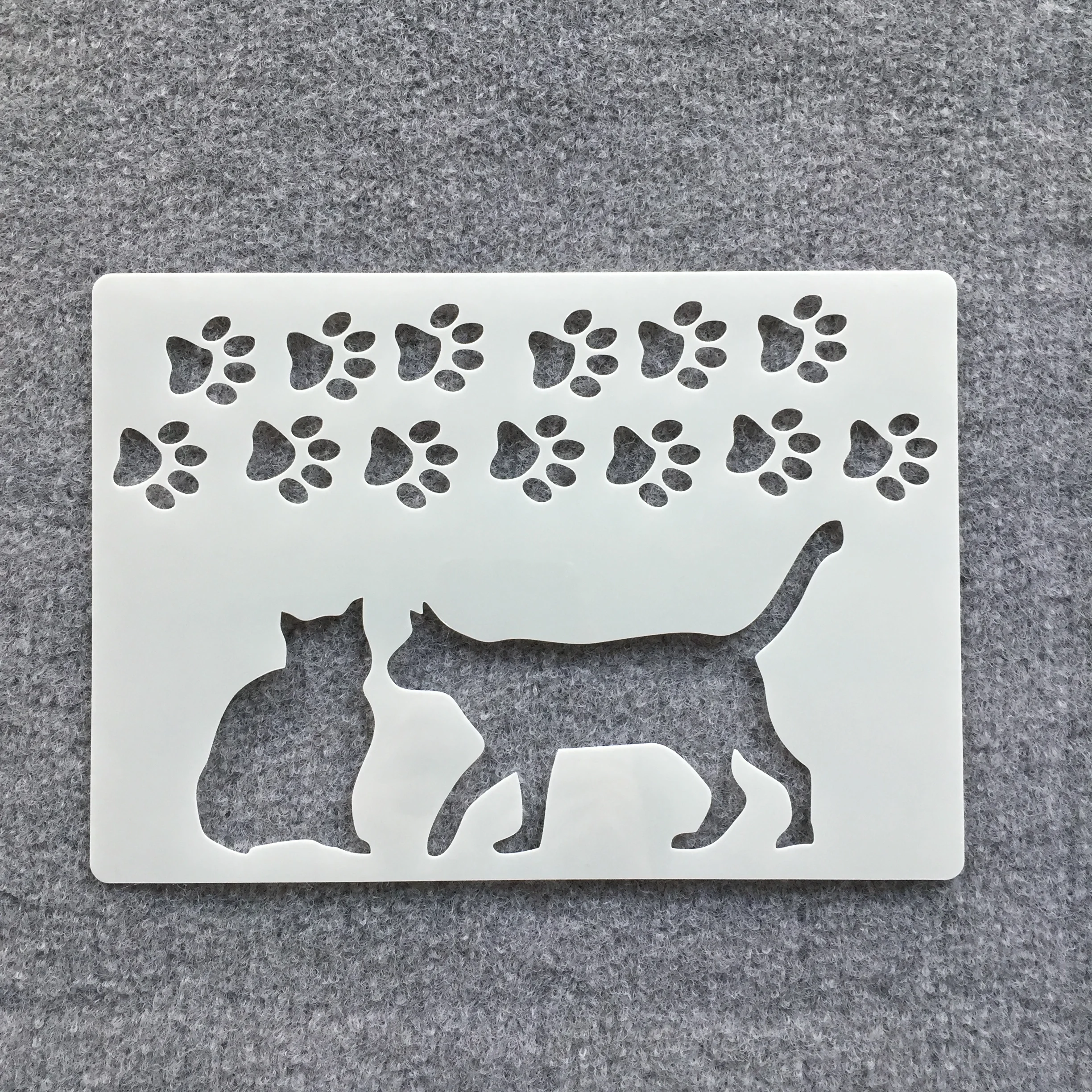 6Pcs/Set  A5 20cm I Love Cat DIY Layering Stencils Wall Painting Scrapbook Coloring Embossing Album Decorative Template