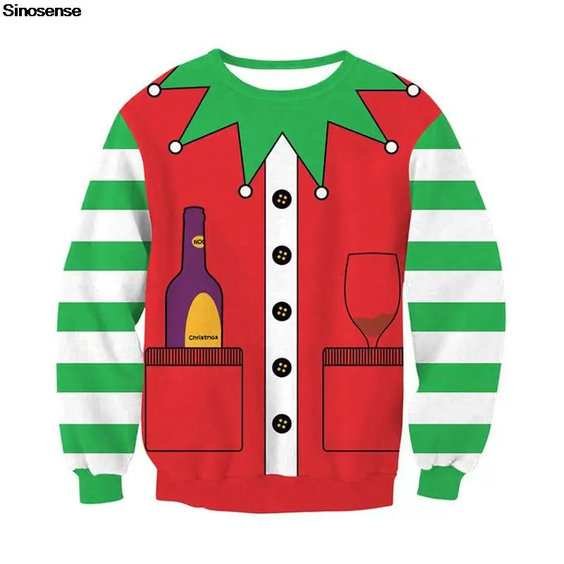 

Men Women Ugly Christmas Sweater Pullover Holiday Party Crew Neck Sweatshirt 3D Funny Printed Autumn Winter Xmas Jumpers Tops