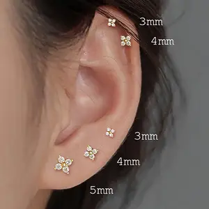 1pc hélice piercing brincos feminino dainty coração cruz coroa zircônia  orelha tragus acessórios do corpo jóias frete grátis KAE348-M