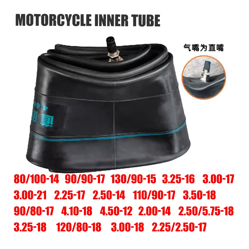 Pneumatico Interno Moto 12/14/16/17/18/19/21 Pollici 130/70/70-17 90/90/70-17 3.25/90-16 3.00/70-21 Valvola Diritta Per Fuoristrada