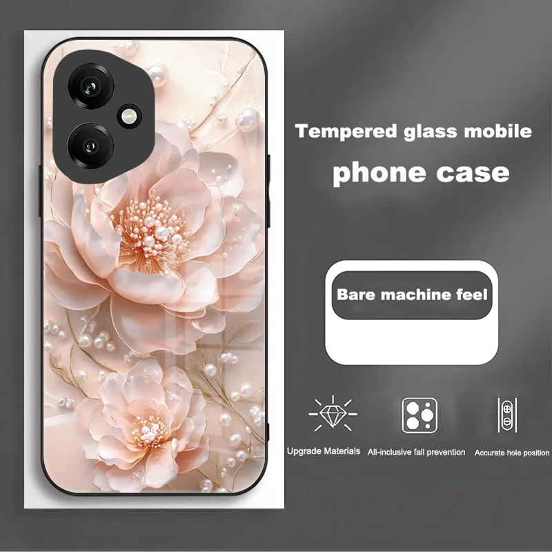 Enhanced Tempered Glass Shockproof Phone Case with Hard PC Back Cover and Bumper Protection
