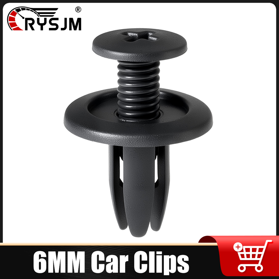  6mm Car Clip Hole Rivets Fastener Push Vehicle Door Panel Fastener Clips Accessory for Universal Toyota Focus Kia Nissan Yamaha 