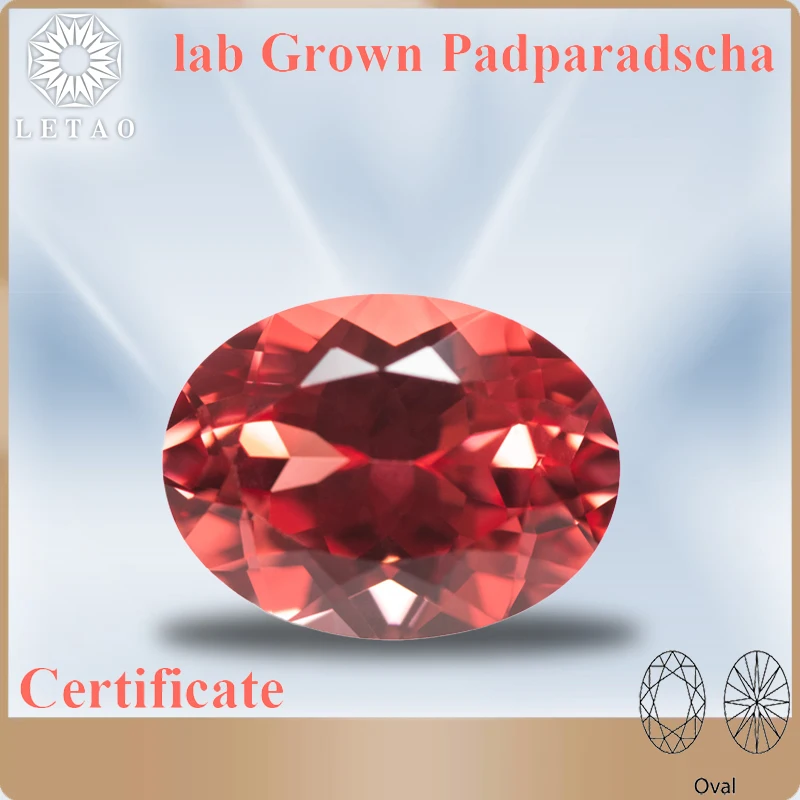 Lab Grown Papalacha Fire Lotus Color Oval Cut Sapphire Padparadscha Gemstone for Diy Jewelry Making Selectable AGL Certificate