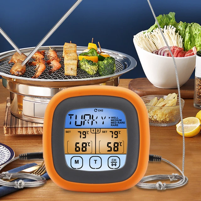 Therye.com de cuisine numérique à double sonde, température des aliments,  viande, four, barbecue, gril, fonction minuterie, compteur de chaleur  domestique pour la cuisson - AliExpress