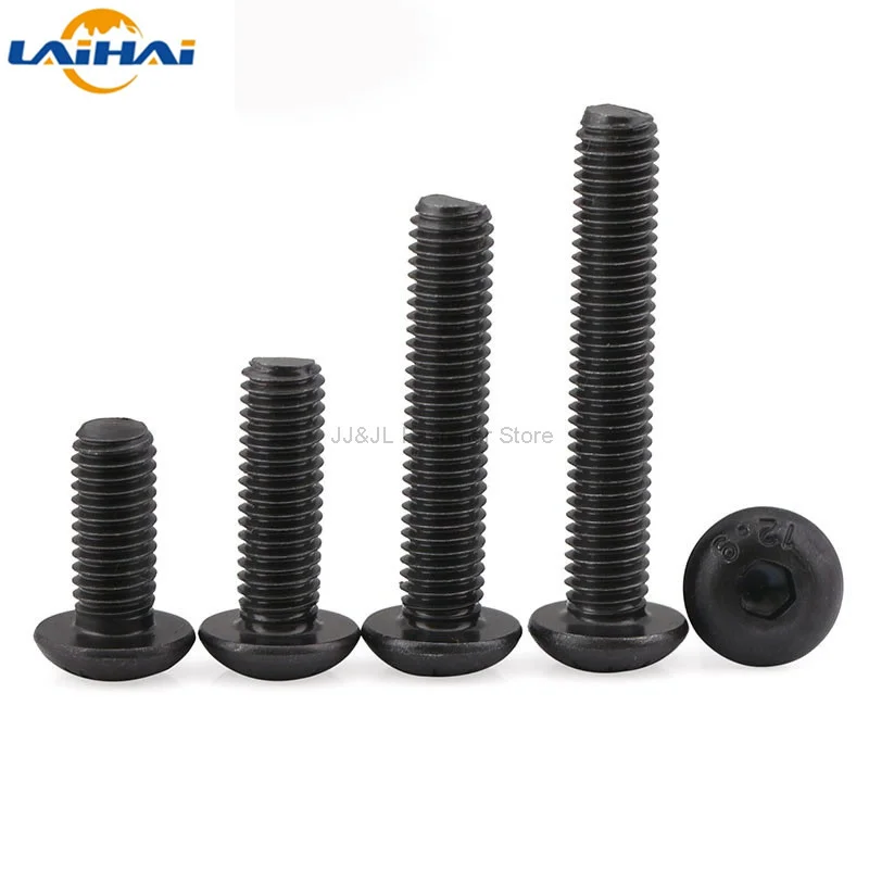Stainless Steel Screw 5/10/50 M1.6 M2 M2.5 M3 M4 M5 M6 M8 304 Stainless Steel Black grade 10.9 ISO7380 Hexagon Hex Socket Head Button Allen Bolt Screw