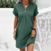 Dresses For Women 2024 Casual V Neck Solid Colour Pullover Comfortable Casual Button Down Dress Fashion Summer Dresses 2024 3