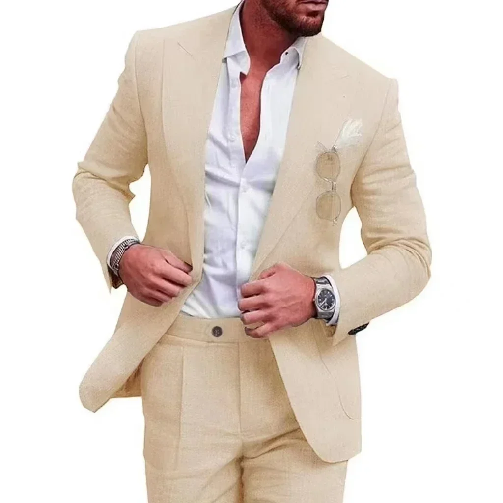 Traje Playa Verano Traje Lino Hombre Fxzpiodi - 2 Piezas Ajustado Verano  Fxzpiodi Traje Retro, image size:1024x1024