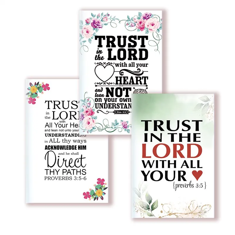 A5 Notebook Scripture Proverbs 3:5-6 - Trust in the Lord with All Your Heart - Faith Quote Note Book Journal Christian Gift