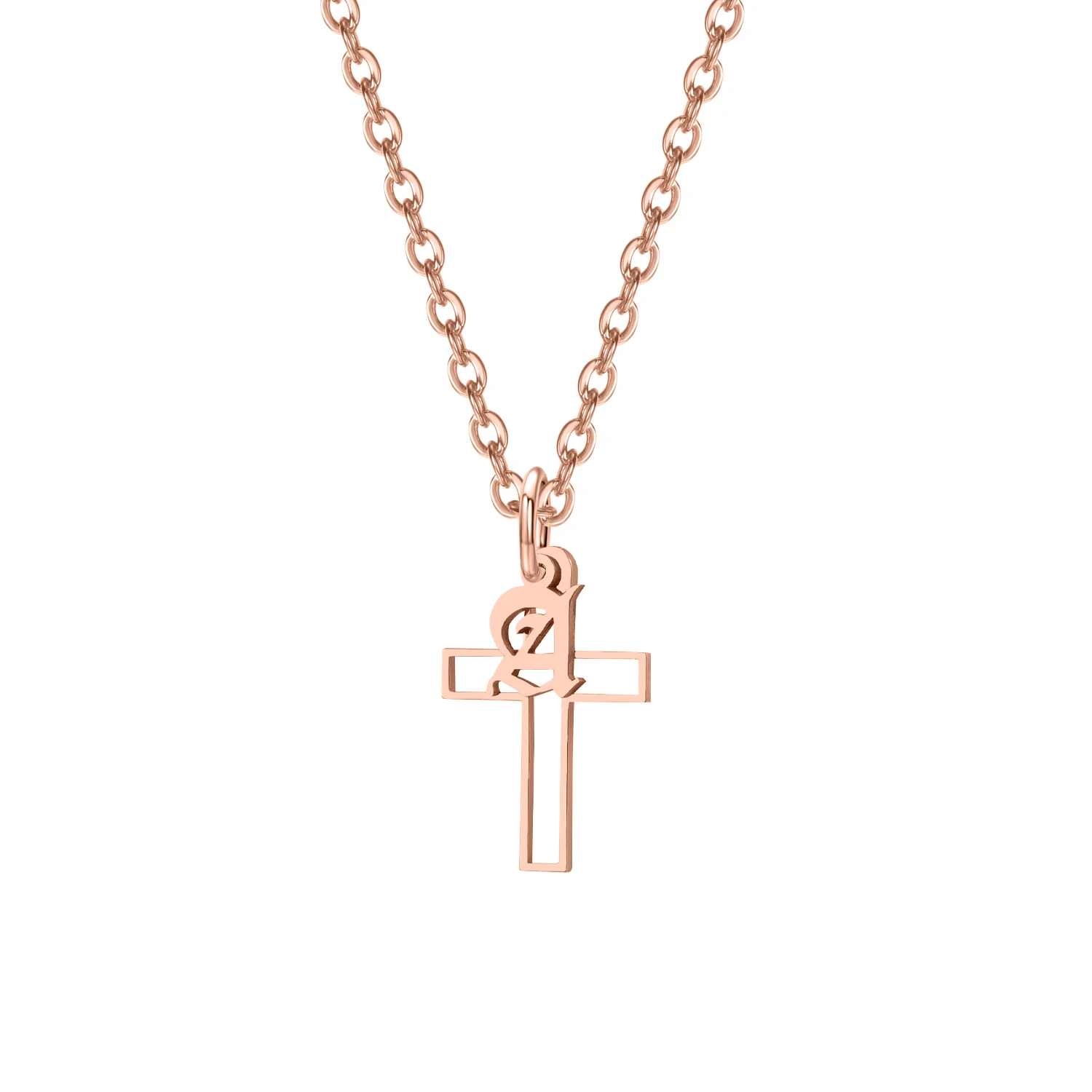Dascusto Personalisierte Initialen-Kreuz-Halskette – individueller 26 Buchstaben-Namen-Anhängerschmuck aus 18 Karat Gold für Modelegeisterte – Detail 5