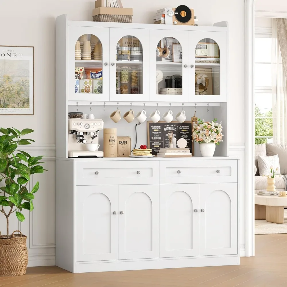 73" Tall Kitchen Pantry Cabinet with Countertop, 52'' Wide Storage Cabinet with Adjustable Shelves & Drawers, Customized 4