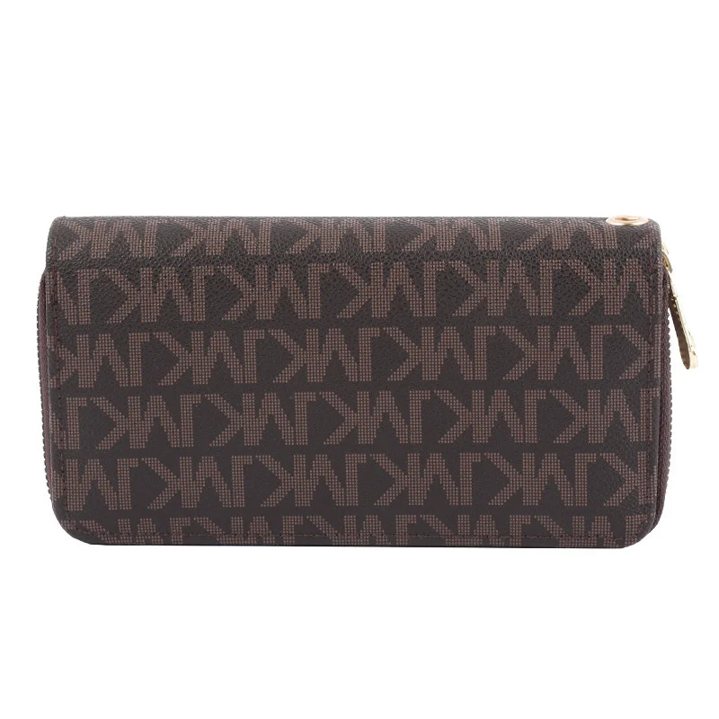 Long wallet women's and men's Korean version 2021 new zipper handbag printed multi card high capacity wrist bag