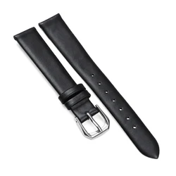 Women's Fashion Genuine Leather Watchband - Small Universal Strap - 16mm (Black)
