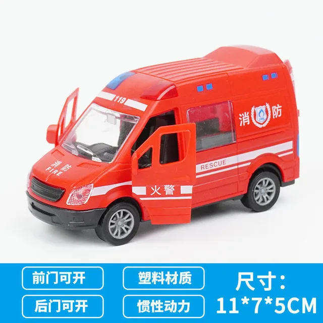 1:32 High Hospital Simulation Ambulance Hospital Rescue Metal Cars Model Pull Back with Sound and Light Alloy Diecast Car Toys 4