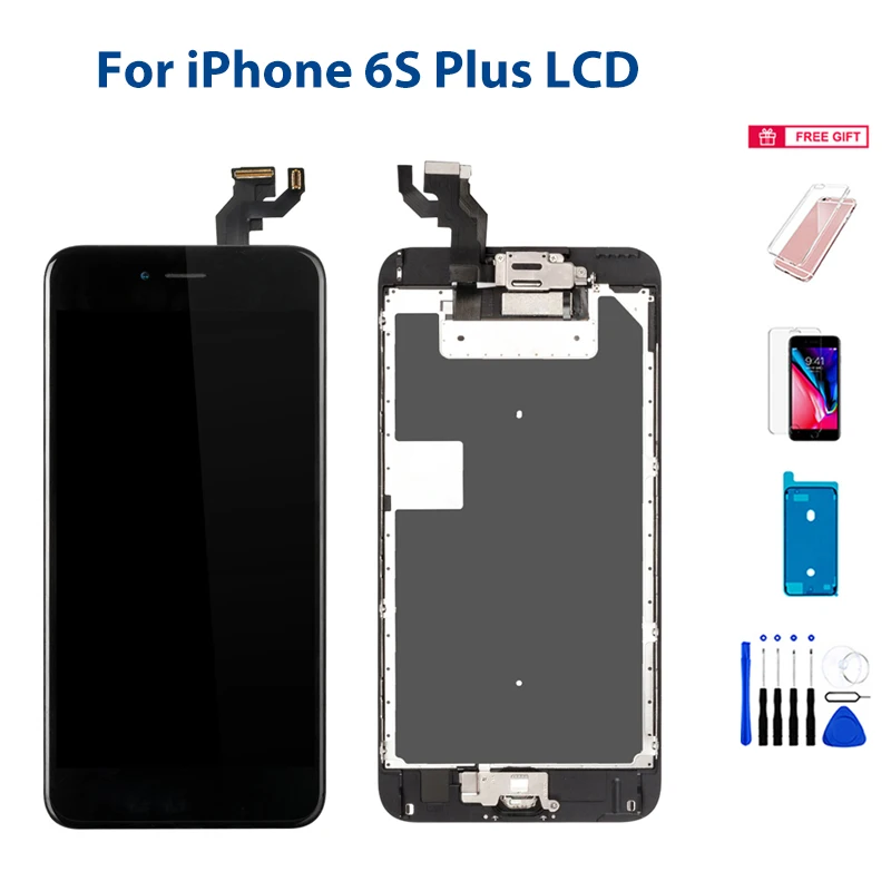 

ЖК-экран для iPhone 6S Plus, полный набор, дисплей, сенсорный дигитайзер, сборка, замена, 100% Протестировано, без битых пикселей, с бесплатными подарками
