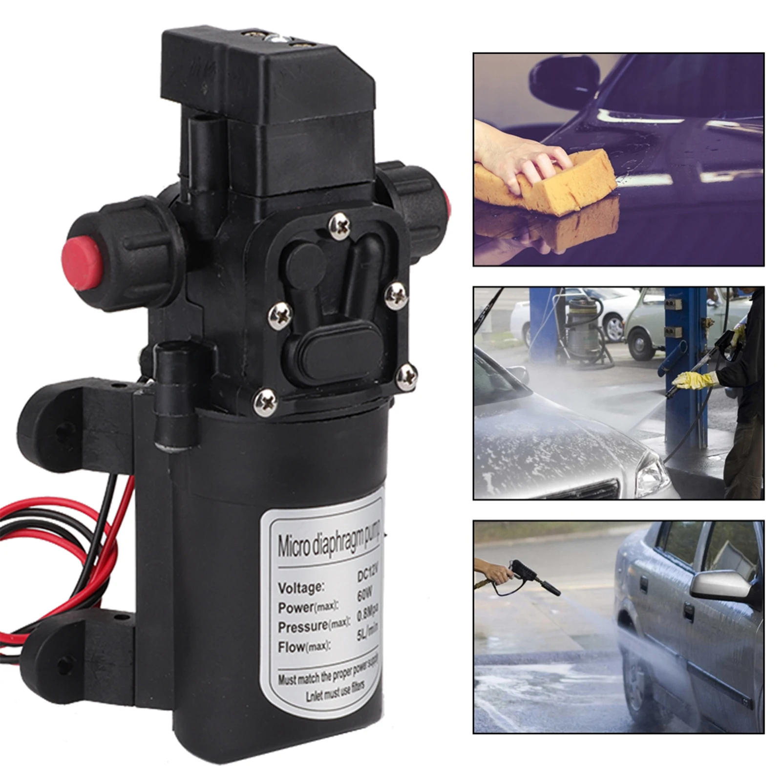 DC 12V Cooling Water Pump High Pressure 116Psi Self Priming Caravan Camping Boat
