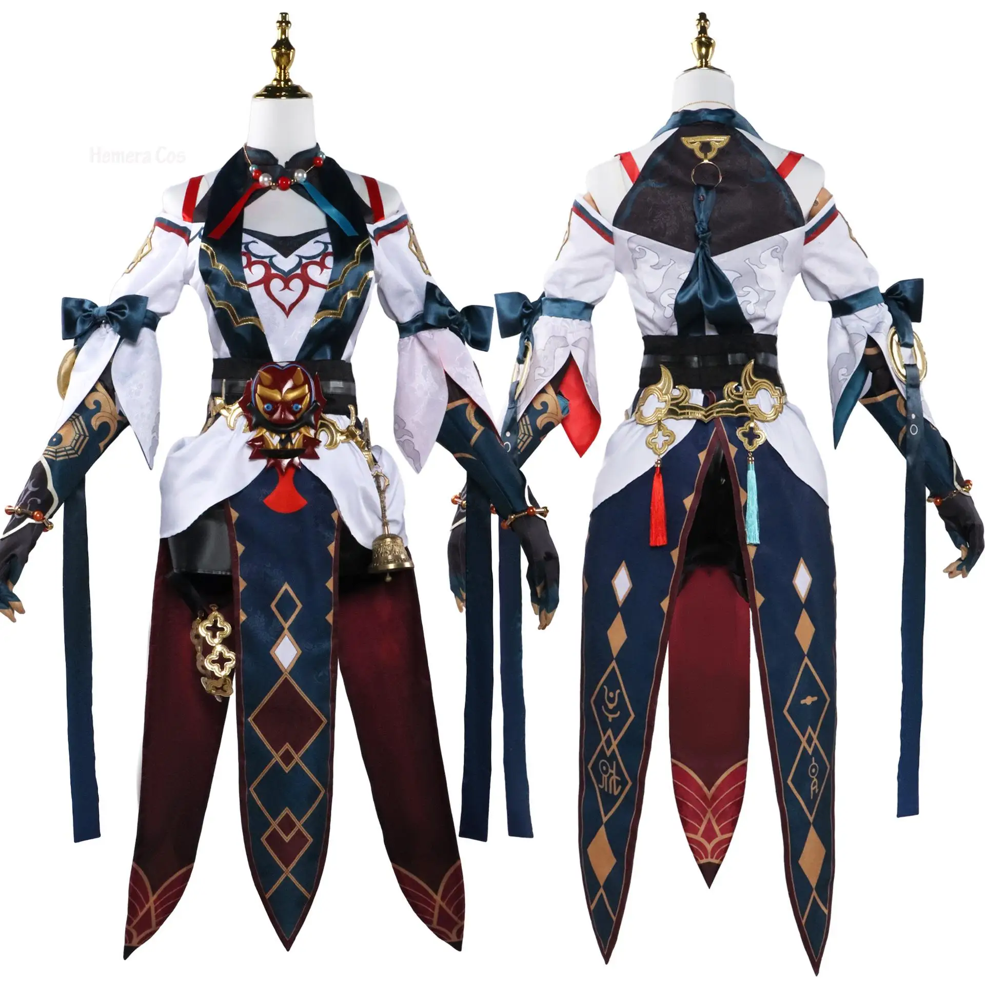 Xueyi Cosplay Costume Game Honkai Star Rail The Xianzhou Xueyi Mask Wig Bell Women Uniform Cosplay Carnival Party Outfit Fullset 18