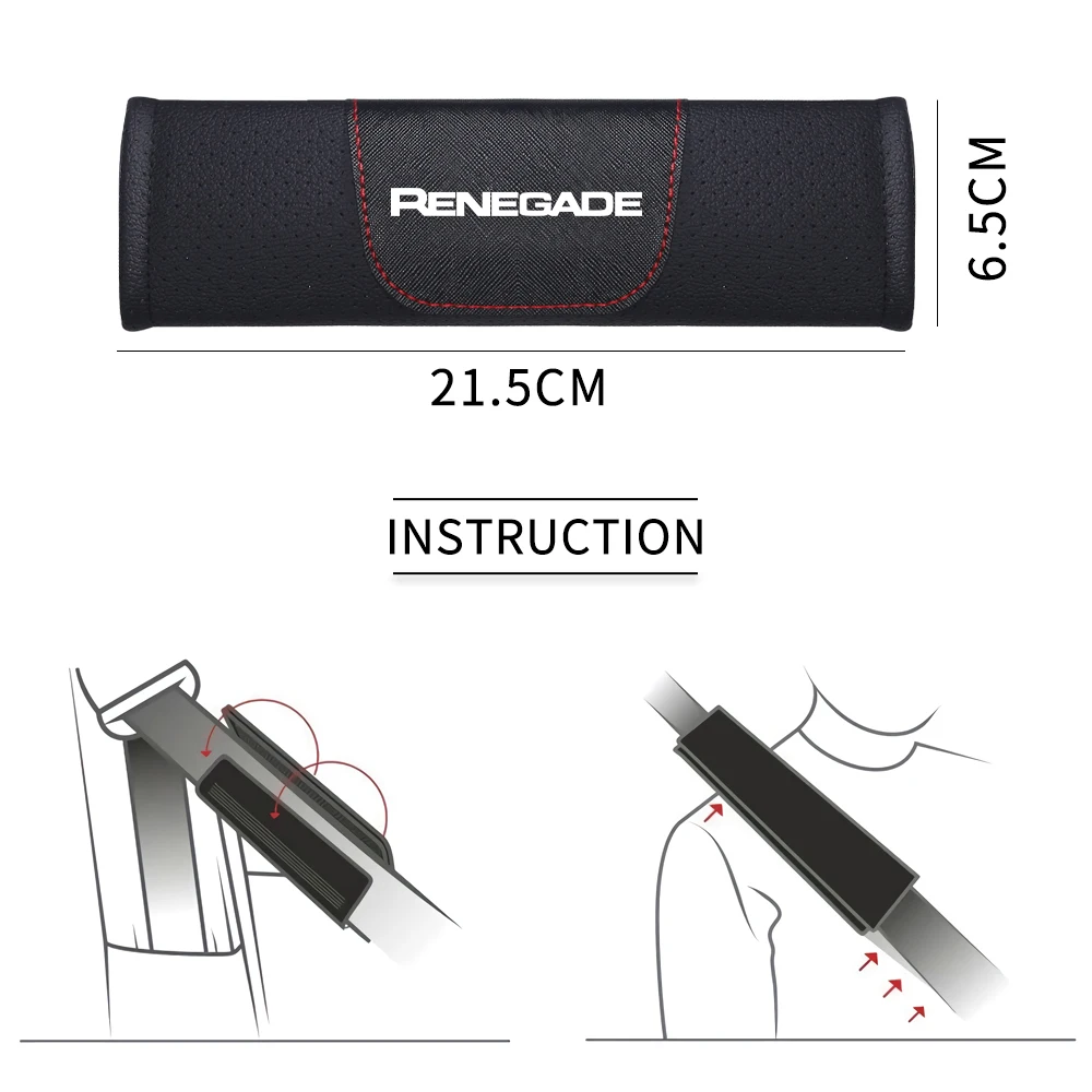 1Piece Genuine Leather High Quality Car Safety Belt Shoulder Cover Pad For Jeep Renegade Interior Accessories