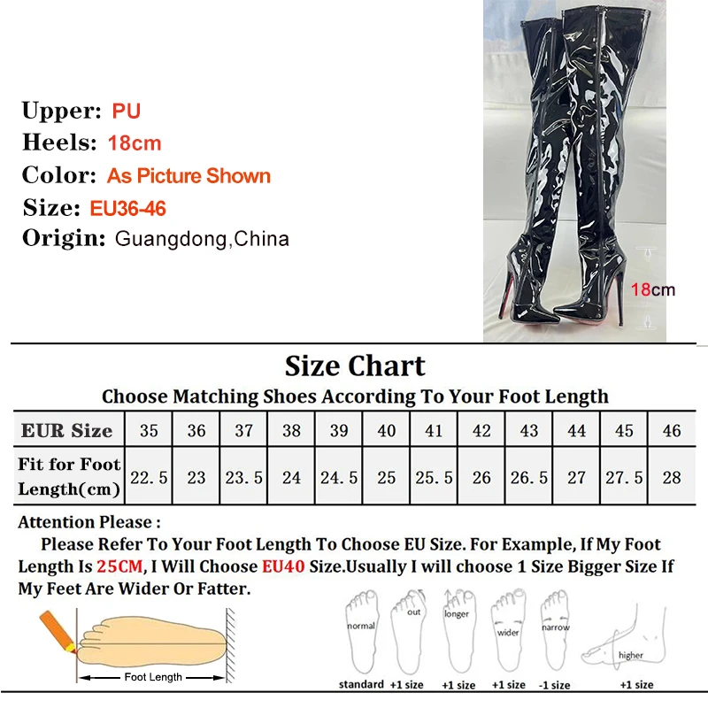 Sexy Black Thigh High Boots 18cm Stiletto Over the Knee Women Boots Night Club Stage Pole Dance Shoes Custom Colors Plus Size 46