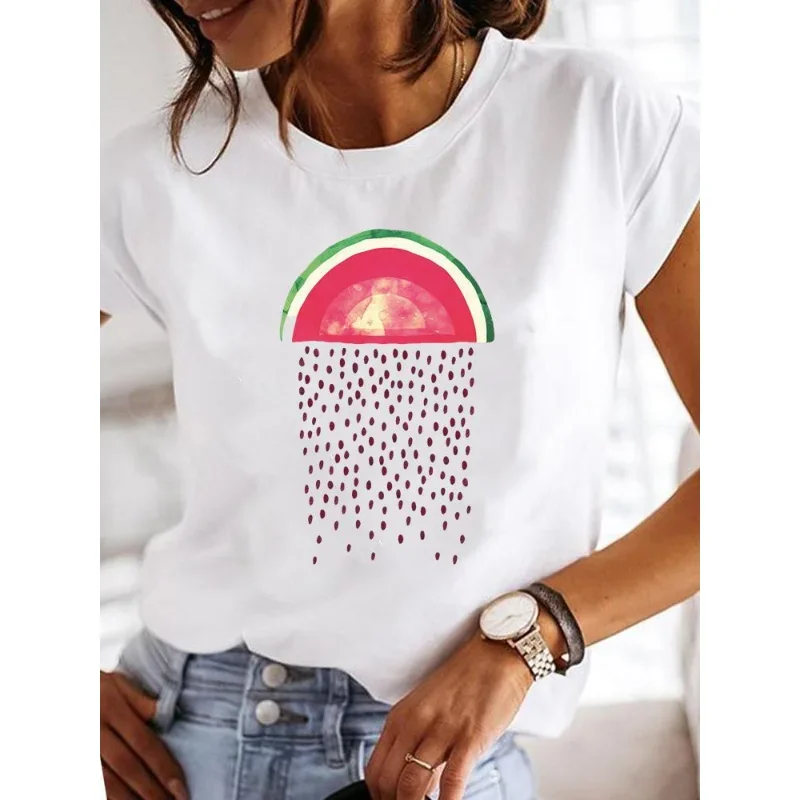 

Hot Selling Pineapple Women's T-shirt Butterfly Print Pattern Crewneck Short Sleeve Large Size Shirt Fashion Girl Tops Aesthetic