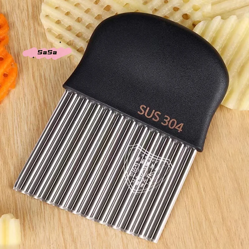 Stainless Steel Potato Chip Slicer Dough Vegetable Fruit Crinkle Wavy Slicer Knife Potato Cutter Chopper French Fry Maker Tool 2