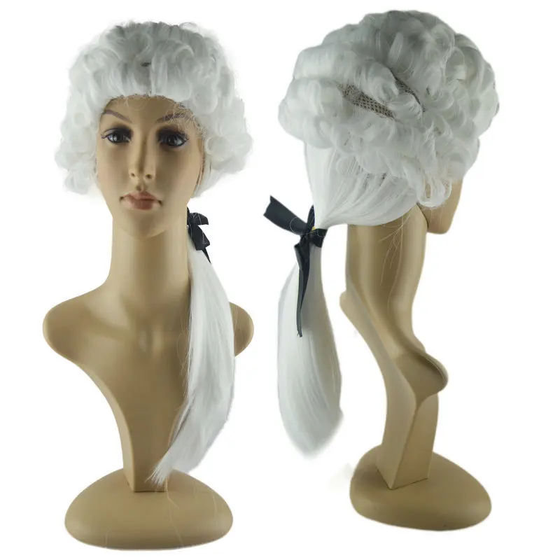 Halloween Festival Party Performance Props Judge Cosplay White Wig hair accessories cosplay accessories cosplay headpiece halloween headband