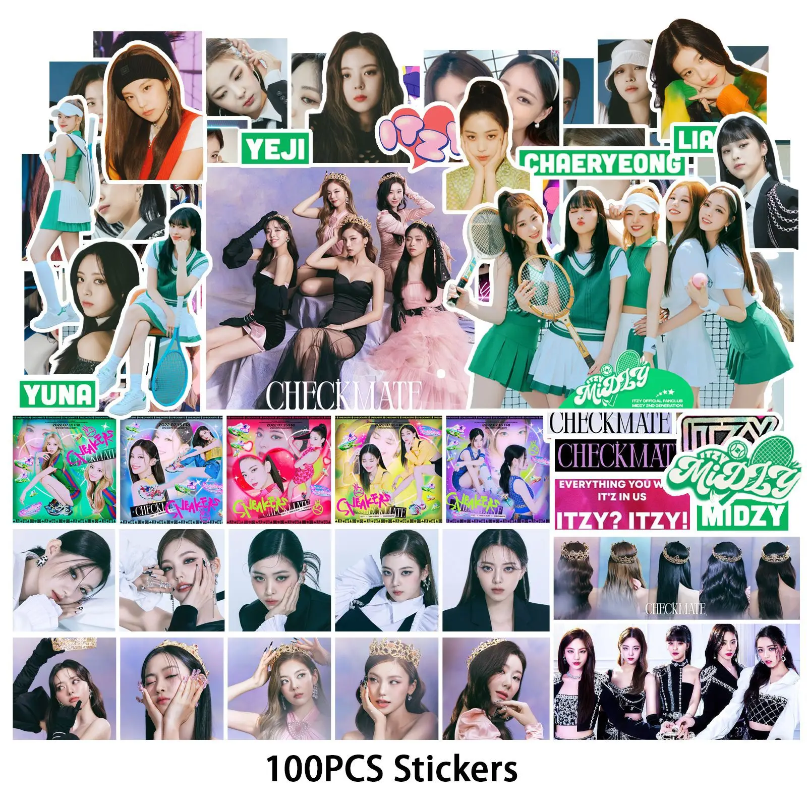 DejavYOU 2Pcs/Set Kpop Itzy Poster Album Checkmate Wall Sticker