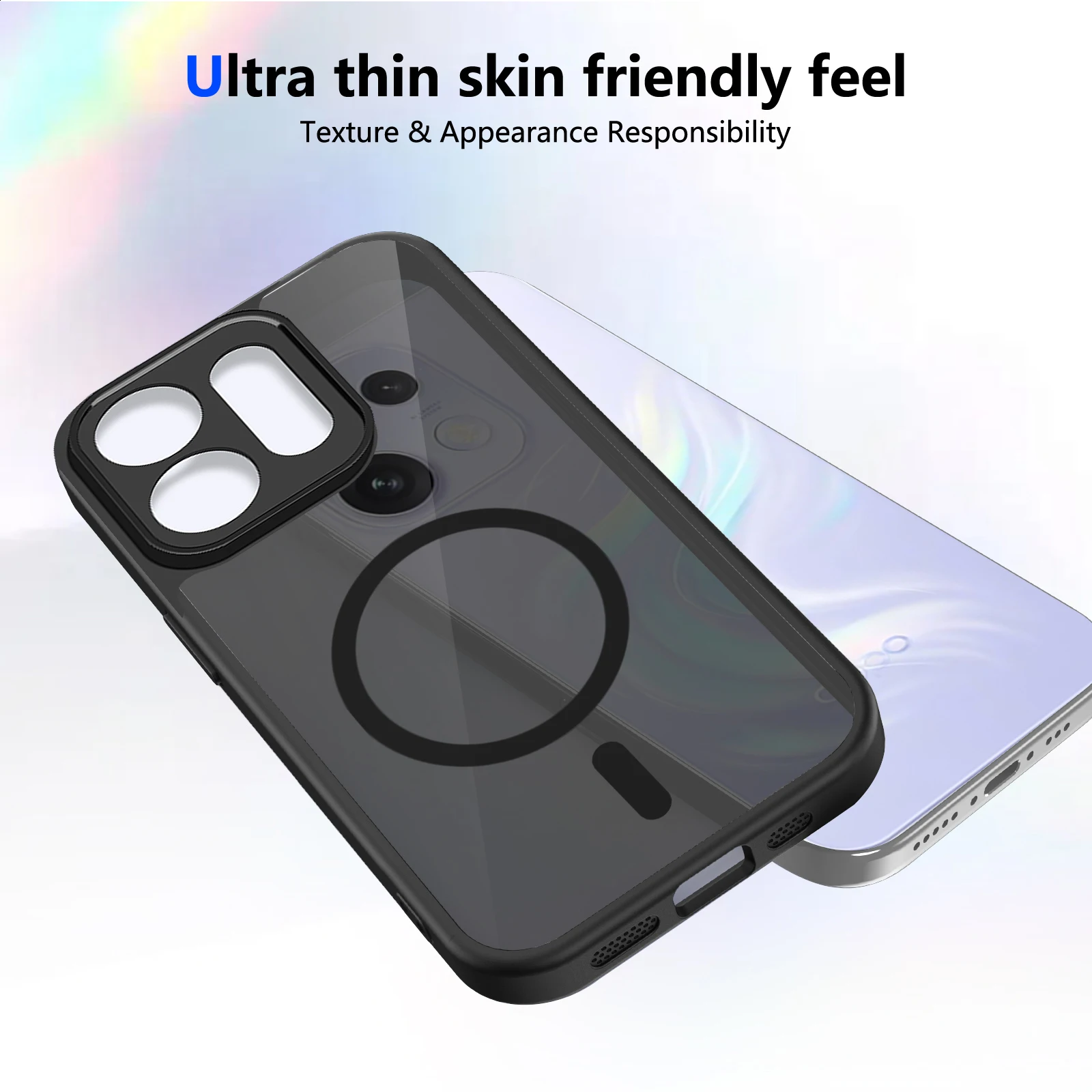 Premium Matte Translucent Black Shockproof Phone Case with Magsafe Compatibility