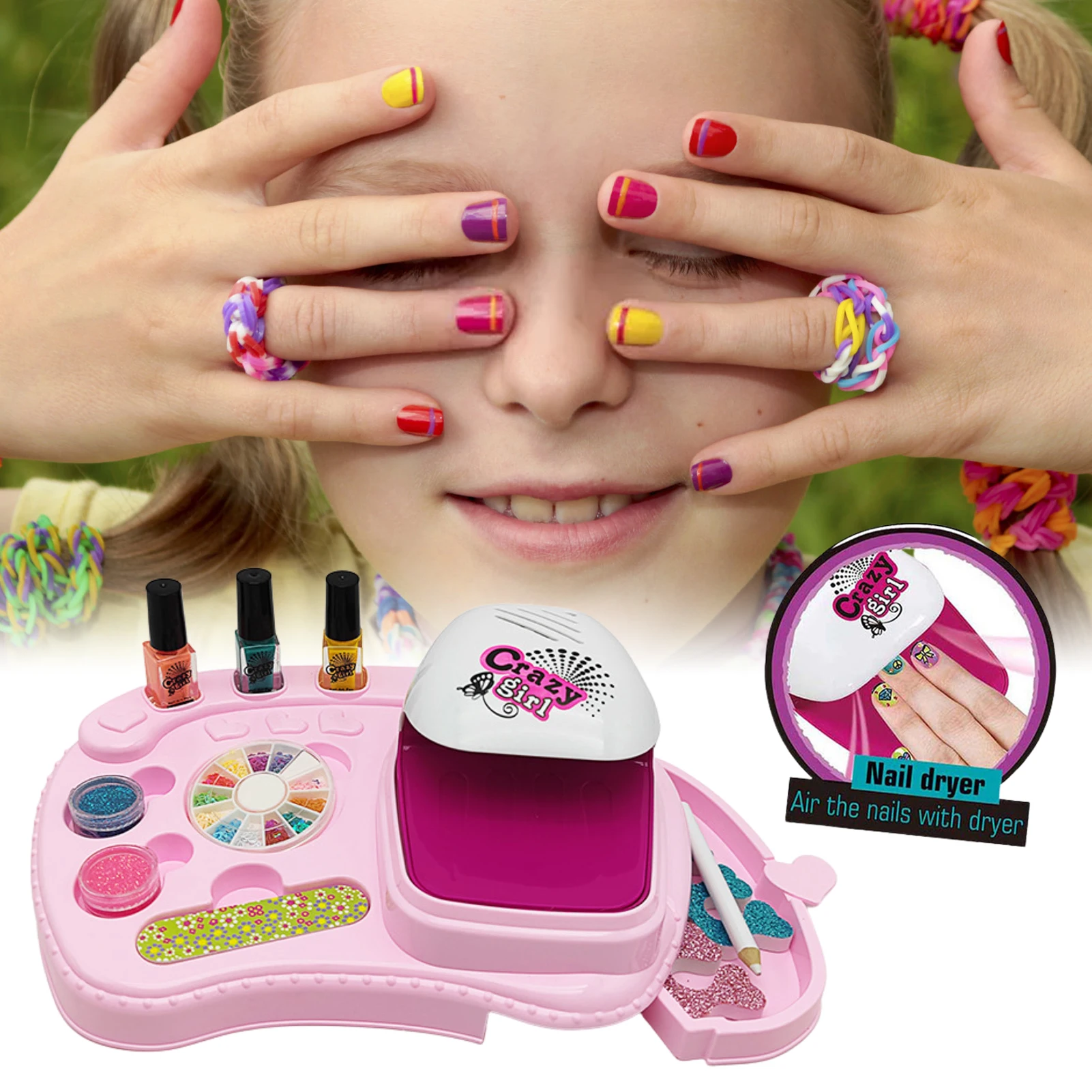 17Pcs/Set DIY Nail Printer Manicure Makeup Toys Kids Nail Art Kit