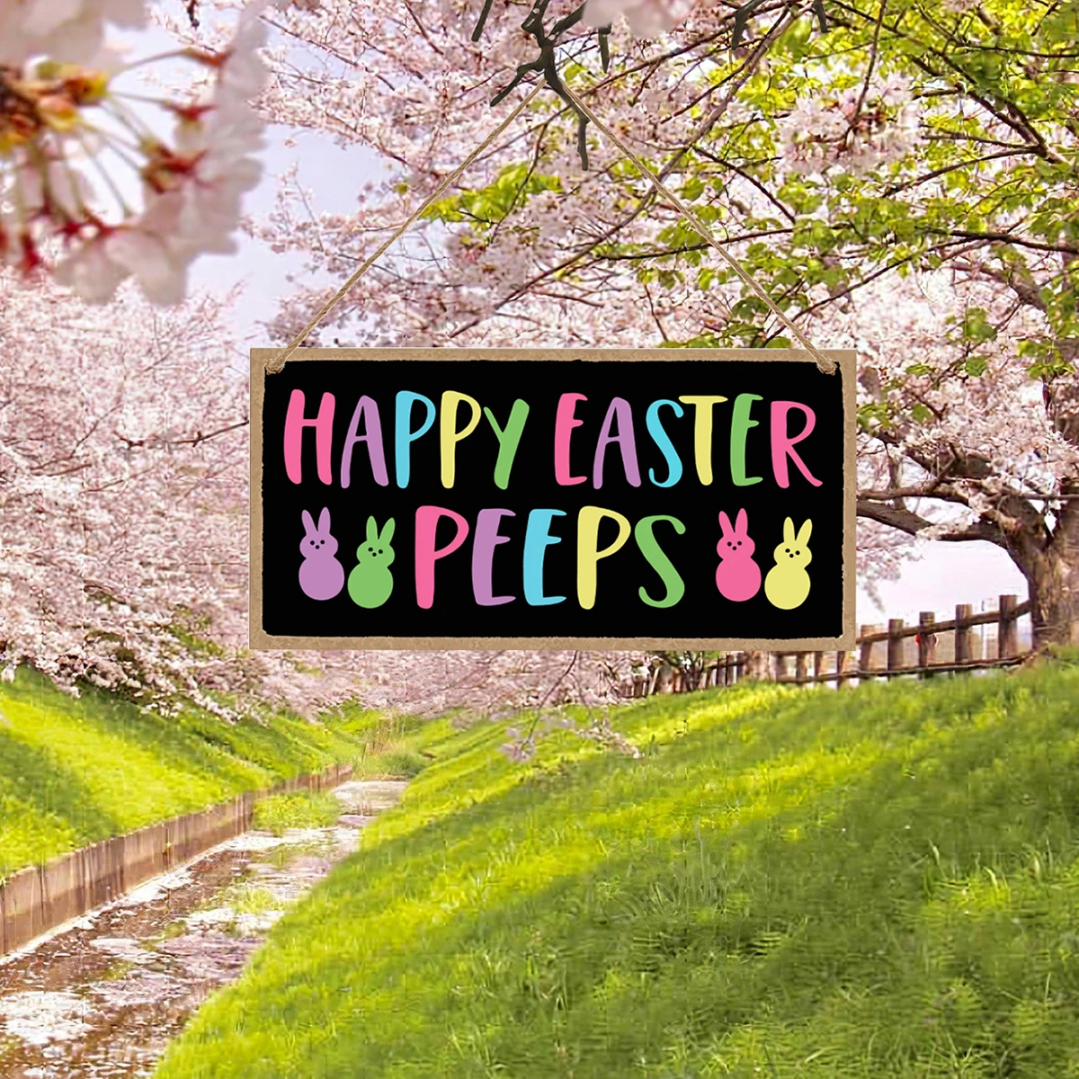 1PC, Easter, creative PVC colorful English Easter decorative tag, suitable for Easter festival celebration party decoration hand