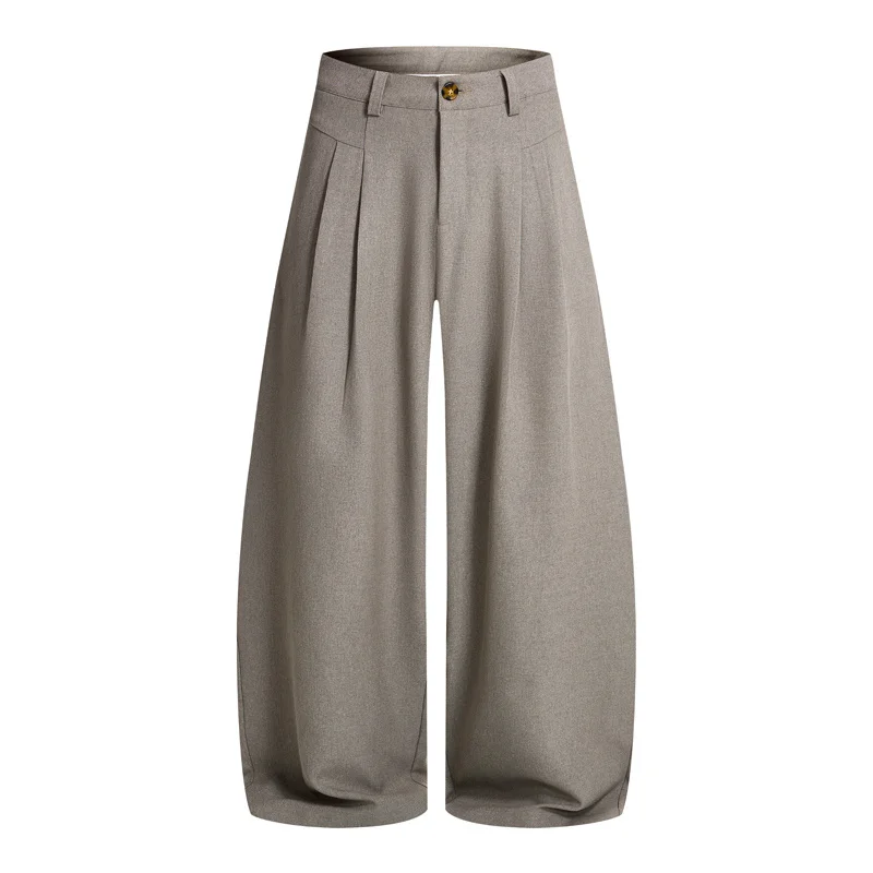 2026 Amerikanische Vintage Old Money Ästhetik Plissierte Laternenhose für Herren aus Baumwolle – Lässige Business-Hose / Freizeithose