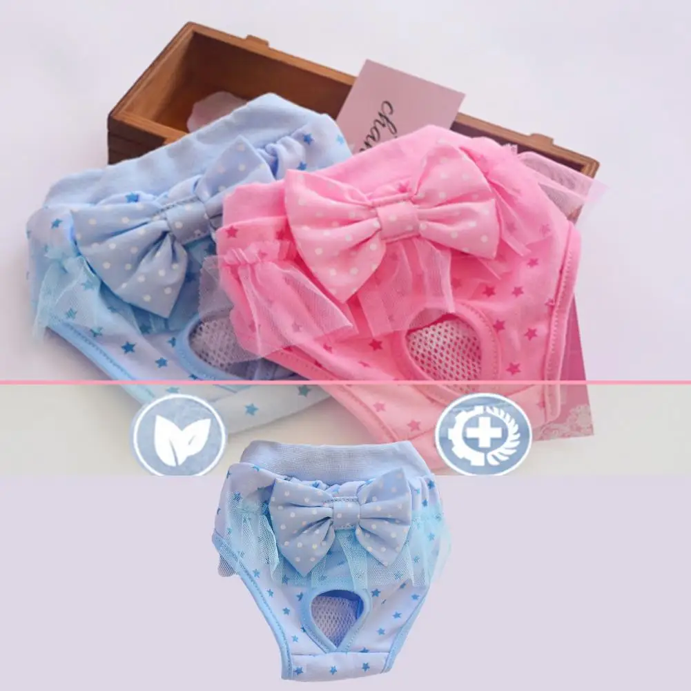 Dog Menstrual Pants dog nappies pet diapers dog diapers Comfortable Anti-harassment Pet Sanitary Pants Breathable Cotton Puppy Bowknot Diaper Clothing Pet Supplies
