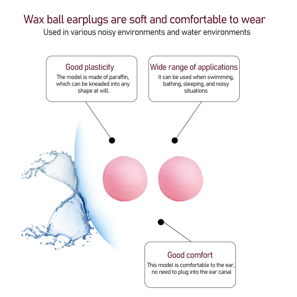 12/24Pcs Pink Wax Cotton Wax Pill Earplugs Anti-noise Sleep Earplugs Dormitory Poor Sound Insulation Waterproof Shaped Earplugs 4