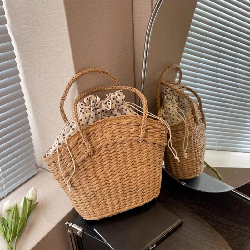 Straw Beach Bag Weave Shoulder Bag Summer Tote Handbags Woven Top Handle For Women Girls Holiday Travel