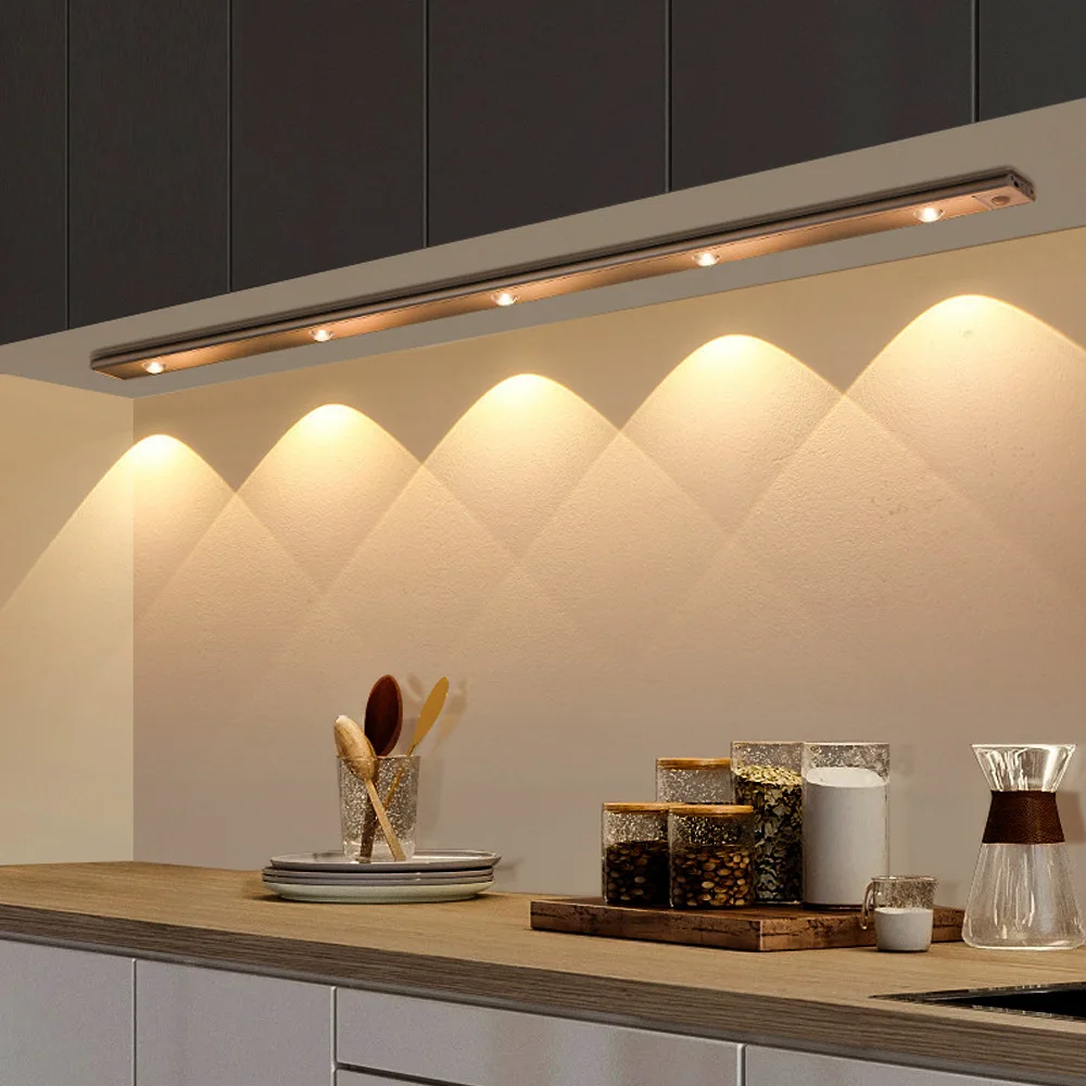 

30/40/60CM LED Motion Sensor Night Light USB Rechargeable Ultra thin Under Closet Light For Kitchen Wardrobe Cabinet Lighting