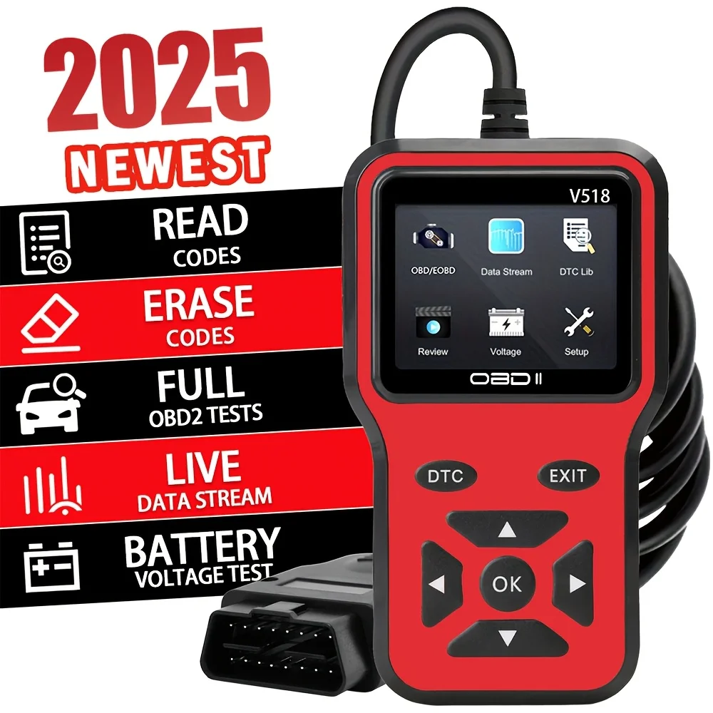 OBD2 Scanner OBD2 Scanner V518 Instant Code Reader & Voltage Check Full System Diagnostics for OBDII/CAN Cars 10s Fault Analysis