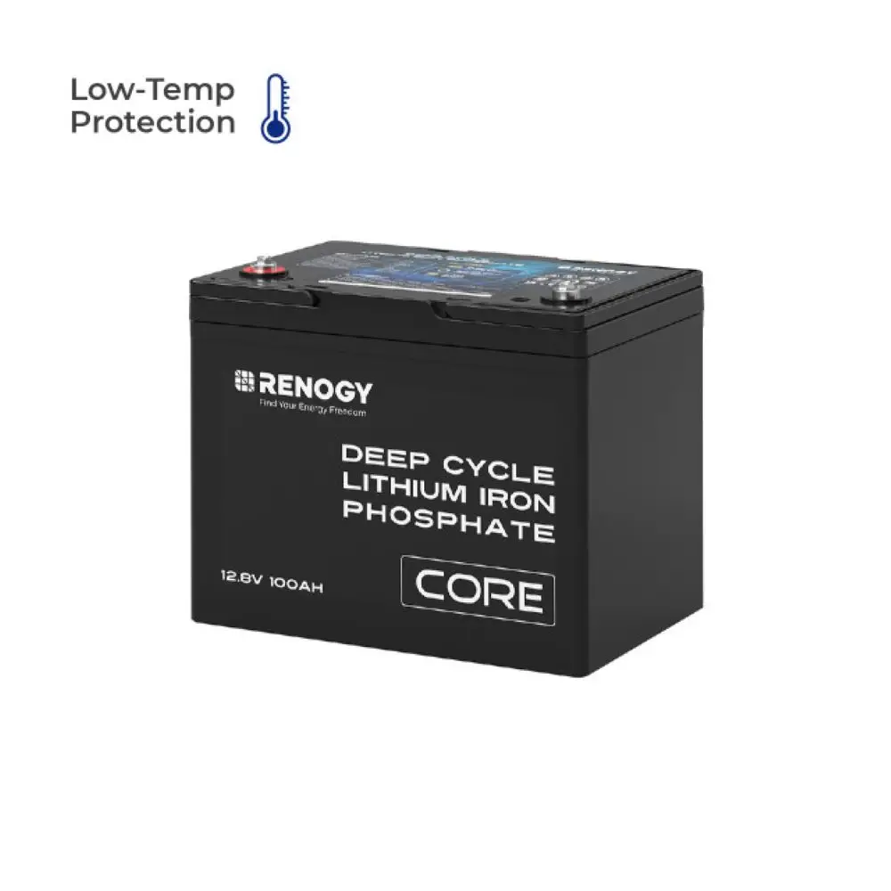 Renogy 12V 100Ah Lithium LiFePO4 Deep Cycle Battery, 5000+Deep Cycles,Backup Power for Trolling motor, RV, Cabin, Marine, Off-Gr