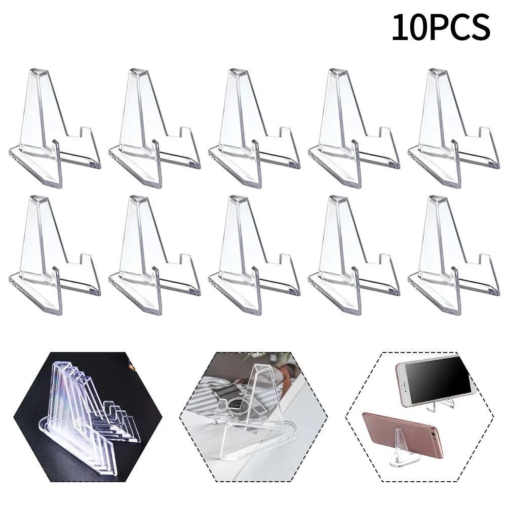 

10 Pcs Acrylic Display Stand Transparent Triangle Commemorative Coin Watch Holder Display Rack For Exhibitions Shelf Home Decor