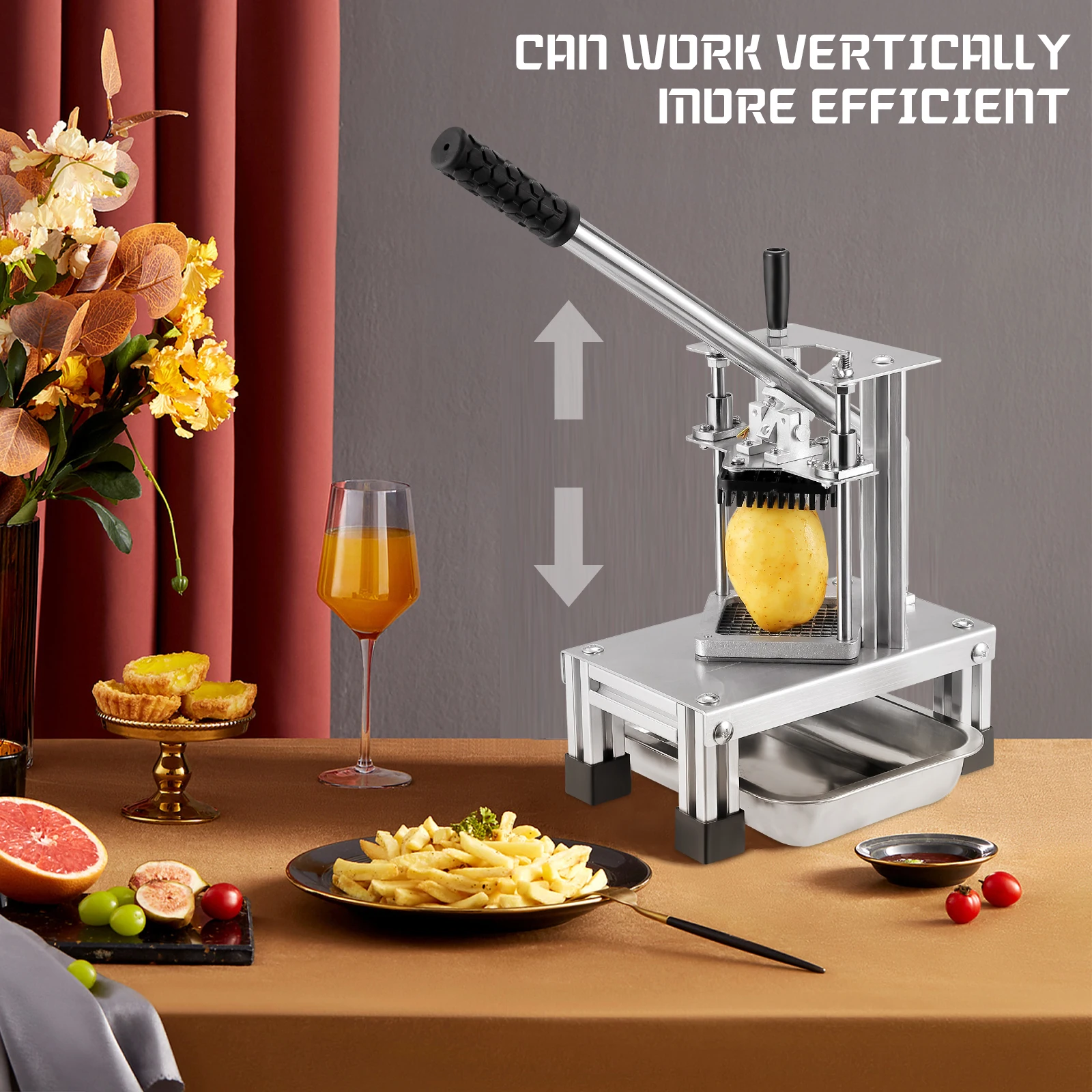 Manual Fries Machine Commercial Vegetable Fruit Dicer French Fry Cutters With 304 Stainless Steel Blades Of Size 1/4" 1/2" 3/8"