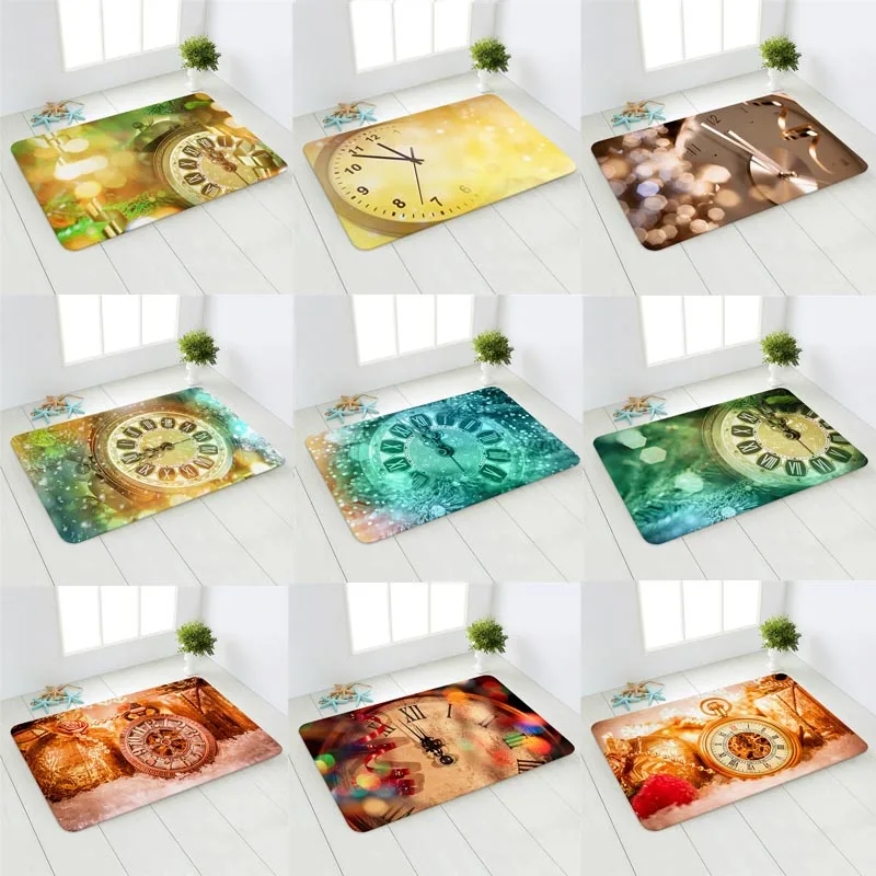 

Kitchen Mat Bedroom Living Room Carpet Entrance Doormat Home Hallway Balcony Floor Mat Timepiece Pattern Bathroom Anti-Slip Rug