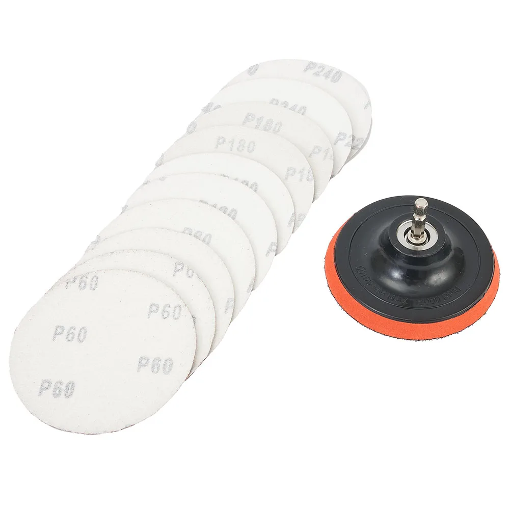 

10 Pcs 4inch Sanding Discs 100mm Hook&Loop Sandpaper With Backing Pad M10 Connecting Rod Polishing Tools Accessories