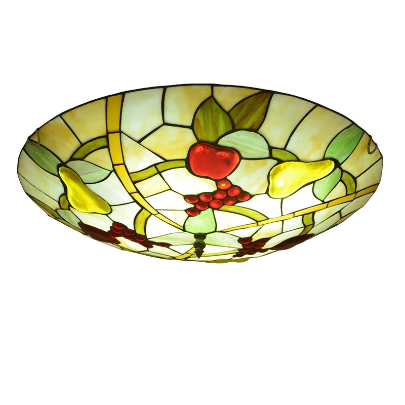 

European-Style Stained Glass Hotel Villa Living Room Dining Room Bedroom Tiffany Lamp Balcony Corridor Aisle Fruit Ceiling Lamp